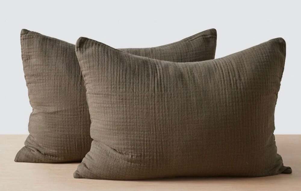 The Citizenry Organic Cotton Gauze Standard Sham Set  Olive